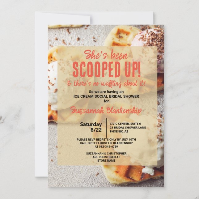 Invitación Cucharada de helado de gofre con forma de corazón  (Anverso)