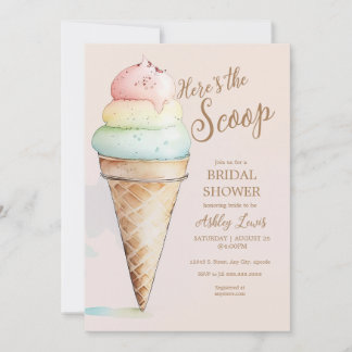 Invitación Cucharada de helado, helado de acuarela
