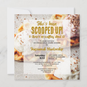 Invitación Cucharada de helado Waffle con forma de corazón pa