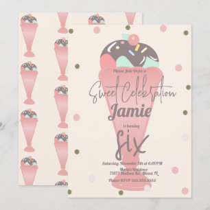 Invitación Cucharada de Sundae de Confeti de Helado Retro