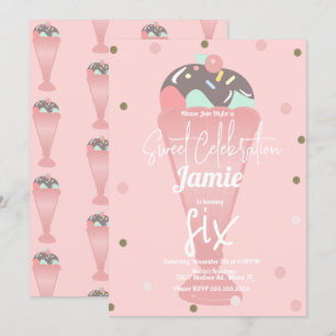 Invitación Cucharada de Sundae de Confeti de Helado Retro