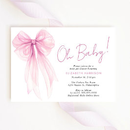 Invitación Cuchilla rosa de Coquette Bow acuarela Niña Ducha