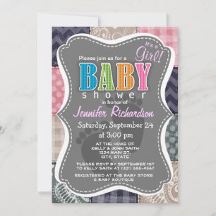 Invitación Cuchillo azul marino, rosa, tan y gris curado