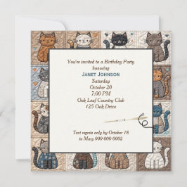 Invitación Cuchillo de gato de patchwork anticuado