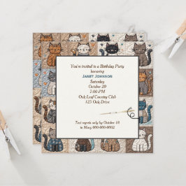 Invitación Cuchillo de gato de patchwork anticuado