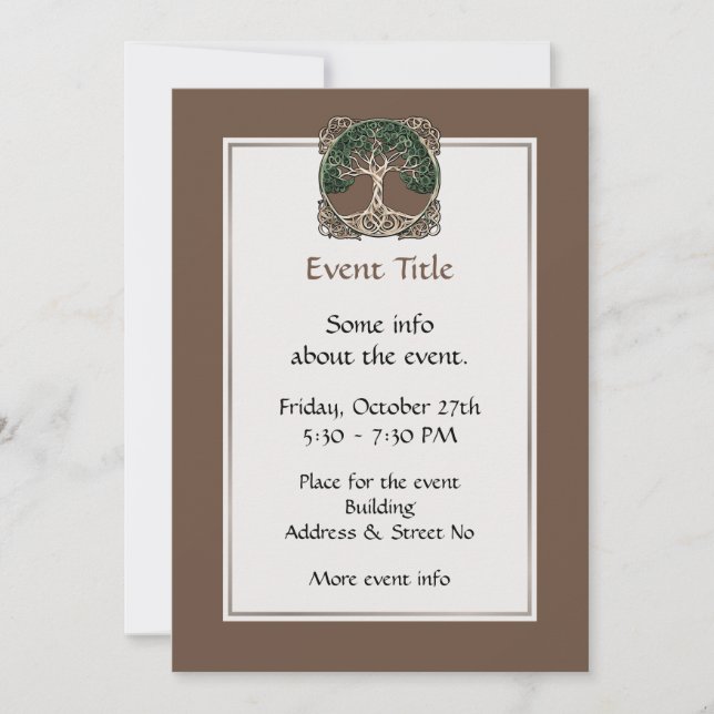 Invitación Cuchillo de papel de árbol de vida (Anverso)