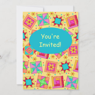Invitación Cuchillo de trabajo en mosaico amarillo y turquesa