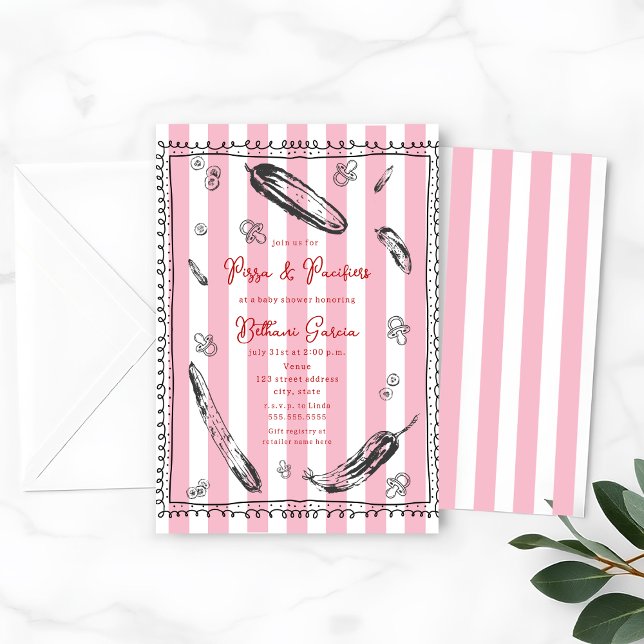 Invitación Cucumbers Pacificadores Sketch Doodle Boy Baby Sho (Subido por el creador)