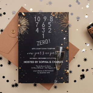 Invitación Cuenta abajo y Fiesta de Nochevieja de Champagne