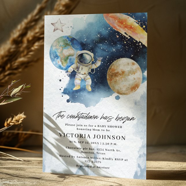 Invitación Cuenta atrás de planetas espaciales Baby Shower (Subido por el creador)