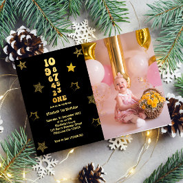 Invitación Cuenta regresiva de Año Nuevo 1.ª foto de cumpleañ