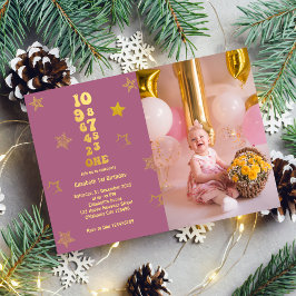 Invitación Cuenta regresiva de Año Nuevo 1.ª foto de cumpleañ