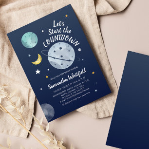 Invitación Cuenta regresiva de Baby Shower de la Galaxia exte