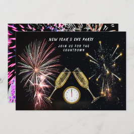 Invitación Cuenta regresiva de fuegos artificiales de Año Nue