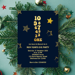Invitación Cuenta regresiva - Fiesta de Nochevieja de Oro Nav