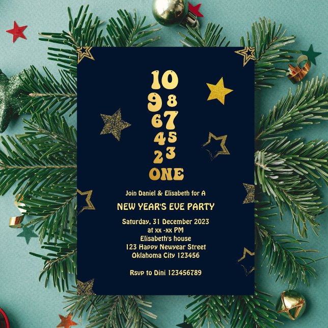 Invitación Cuenta regresiva - Fiesta de Nochevieja de Oro Nav (Subido por el creador)