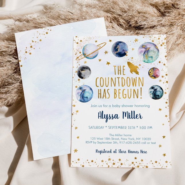 Invitación Cuenta regresiva ha comenzado Baby Shower con Blue (Subido por el creador)