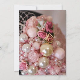 Invitación Cuentas rosadas y rosas de tela Vintage Shabby Chi