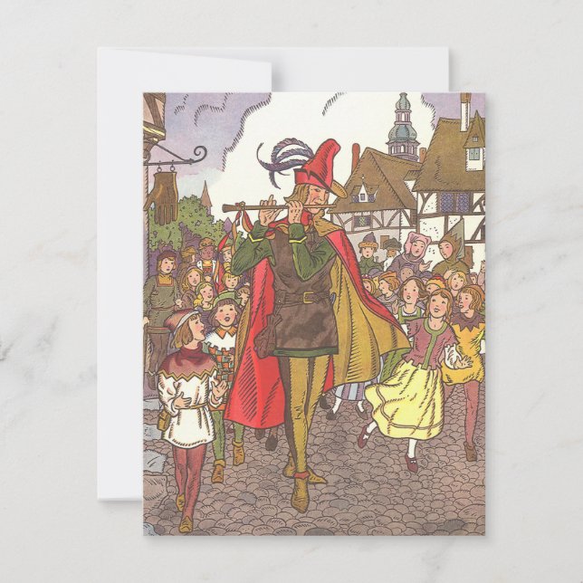 Invitación Cuento de Hadas Antiguo El Flautista de Hamellin p (Anverso)