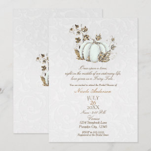 Invitación Cuento de Hadas Bodas Calabaza Blanca Dorada