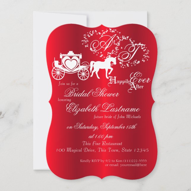 Invitación Cuento de hadas Carrito Bridal Shower Red (Anverso)