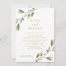 Cuento de Hadas de Boda Verde Dorado Vines Acuarel