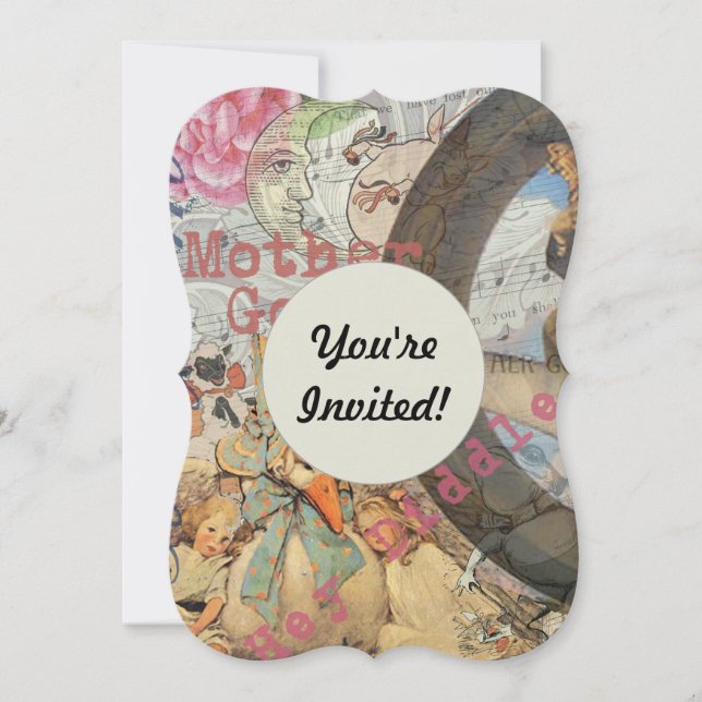 Invitación Cuento de Hadas de la Rima Infantil de Mamá Gansa (Anverso)