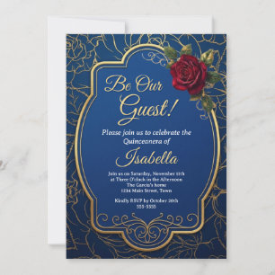Invitación Cuento de Hadas de la Rosa de Belleza Quinceañera