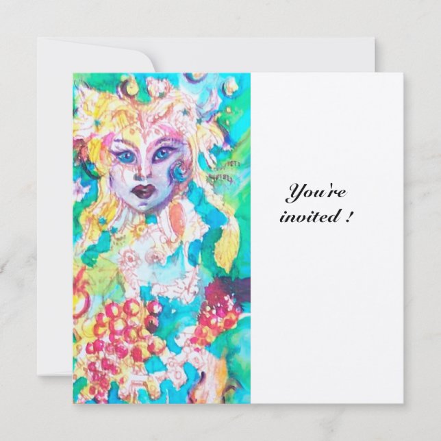 Invitación CUENTO DE HADAS DE UVA metálico dorado (Anverso)