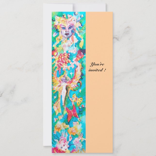 Invitación CUENTO DE HADAS DE UVA rosa azul fucsia blanco (Anverso)