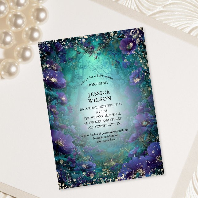 Invitación Cuento de Hadas de Verano Bosque Encantado  Shower (Summer Fairy Tale Enchanted Forest Baby Shower Invitation)