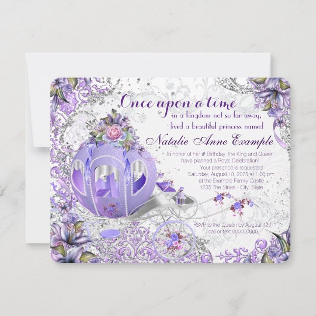 Invitación Cuento de Hadas Érase una Vez Cumpleaños de Prince (Anverso)