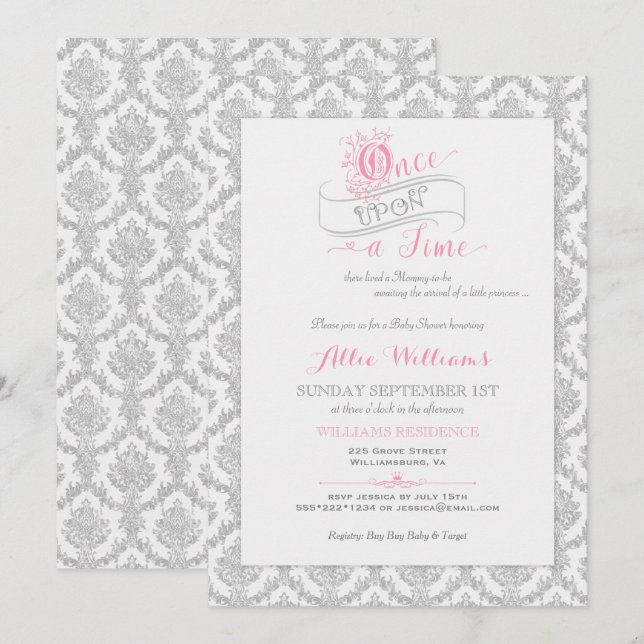 Invitación Cuento de Hadas Érase una Vez Princesa Baby Shower (Anverso / Reverso)