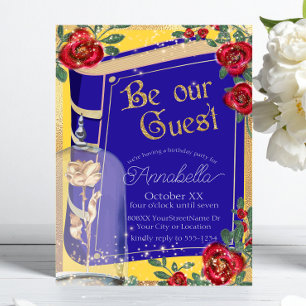 Invitación Cuento de Hadas Glamuroso de La Bella y la Bestia 