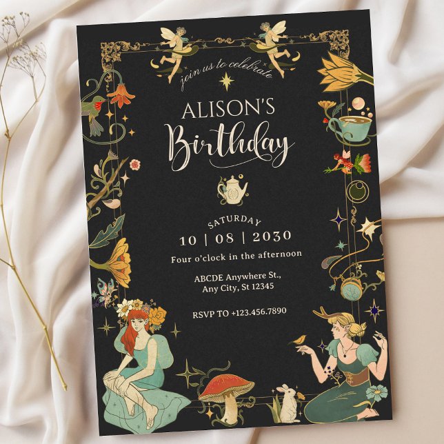 Invitación Cuento de hadas mágicos de cumpleaños vintage (Subido por el creador)