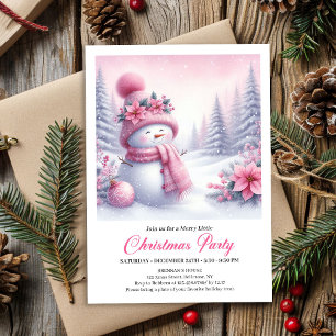 Invitación Cuento de Hadas Muñeco de Nieve Rosa Editable Navi