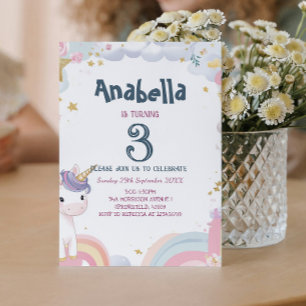 Invitación Cuento de hadas niños unicornio fiesta de cumpleañ