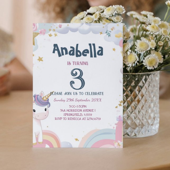 Invitación Cuento de hadas niños unicornio fiesta de cumpleañ (Subido por el creador)