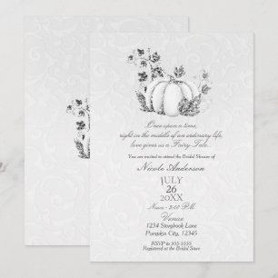 Invitación Cuento de hadas Novia Calabaza Blanca Plateada