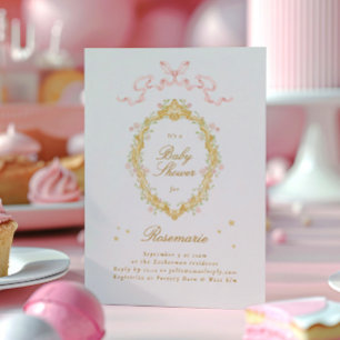 Invitación Cuento de Hadas Princesa Estrellas Arco Rosa Baby 