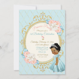 Invitación Cuento de Hadas Princesa Real Rosa Chica Étnica Aq