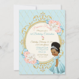 Invitación Cuento de hadas Princesa Real Rosa Chica Étnica Aq