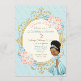 Invitación Cuento de hadas Princesa Real Rosa Chica Étnica Aq