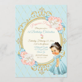 Invitación Cuento de Hadas Princesa Real Rubor Dorado Aqua Ni