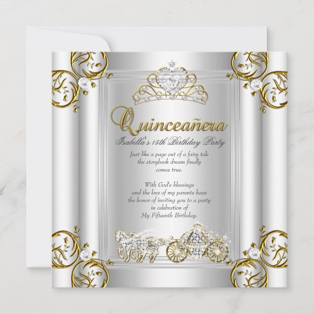 Invitación Cuento de hadas Quinceanera 15º cumpleaños Plata d (Anverso)