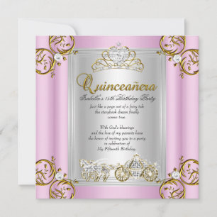 Invitación Cuento de hadas Quinceanera 15 cumpleaños Rosa