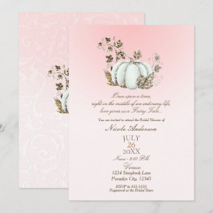 Invitación Cuento de Hadas Rosa Blanco Calabaza Nupcial
