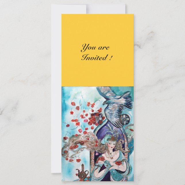 Invitación CUENTO DE HADAS TURCO ,rojo azul blanco amarillo b (Anverso)