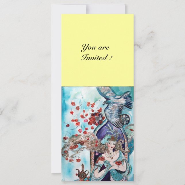 Invitación CUENTO DE HADAS TURCO ,rojo azul blanco amarillo b (Anverso)