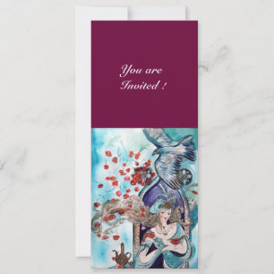 Invitación CUENTO DE HADAS TURCO ,rojo brillante azul blanco 